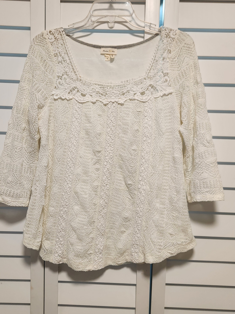 Meadow Rue Anthropology Cream Crochet Lace Scoop-Neck Blouse